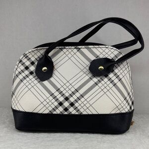 Elegant Black and White Plaid Women's Handbag